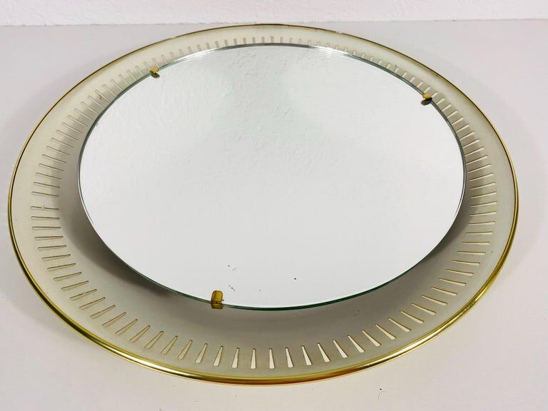 Metal mirror lit by Hillebrand, Germany, 1950s