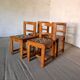set of 4 pine and leather chairs, 1970