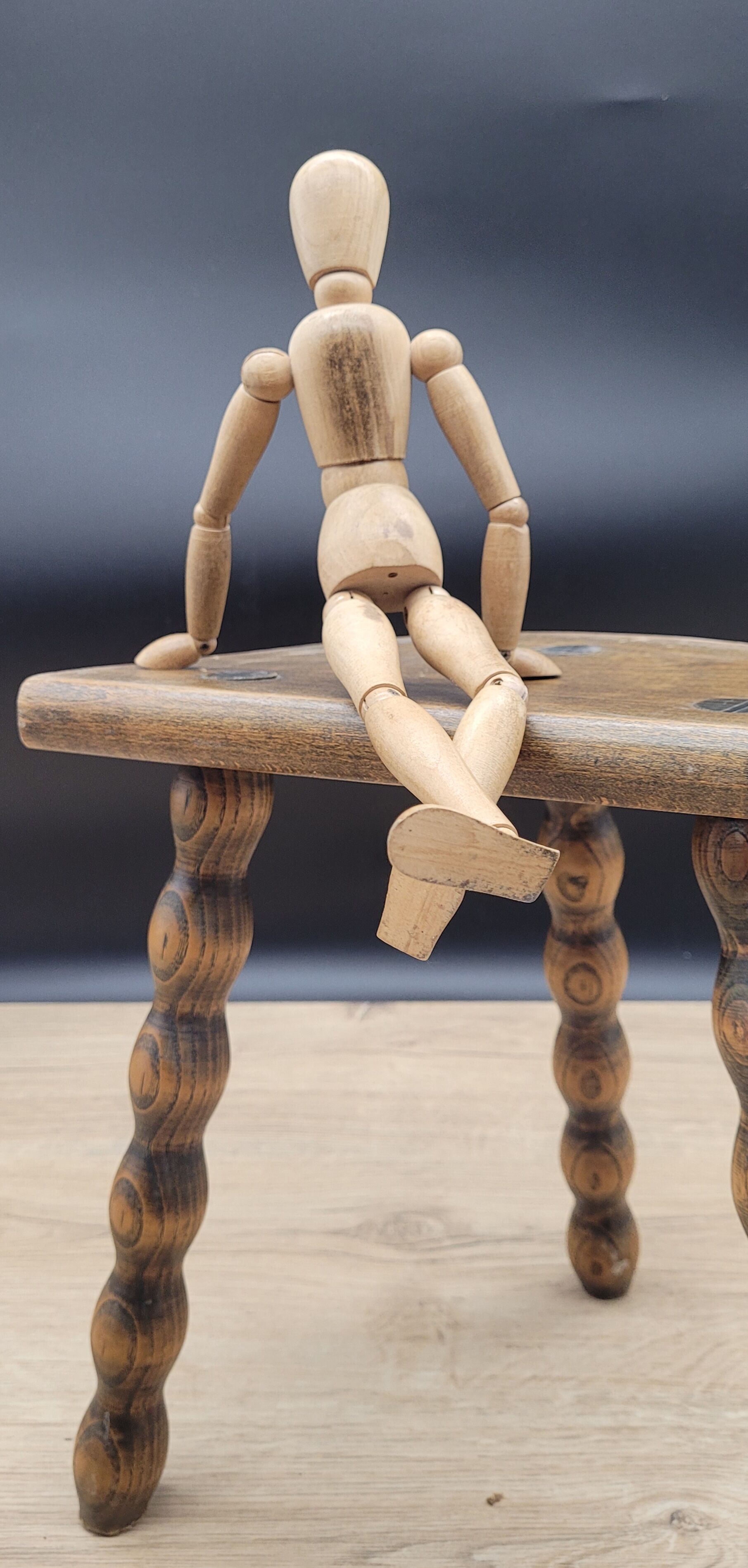 Stool tripod feet balls patina