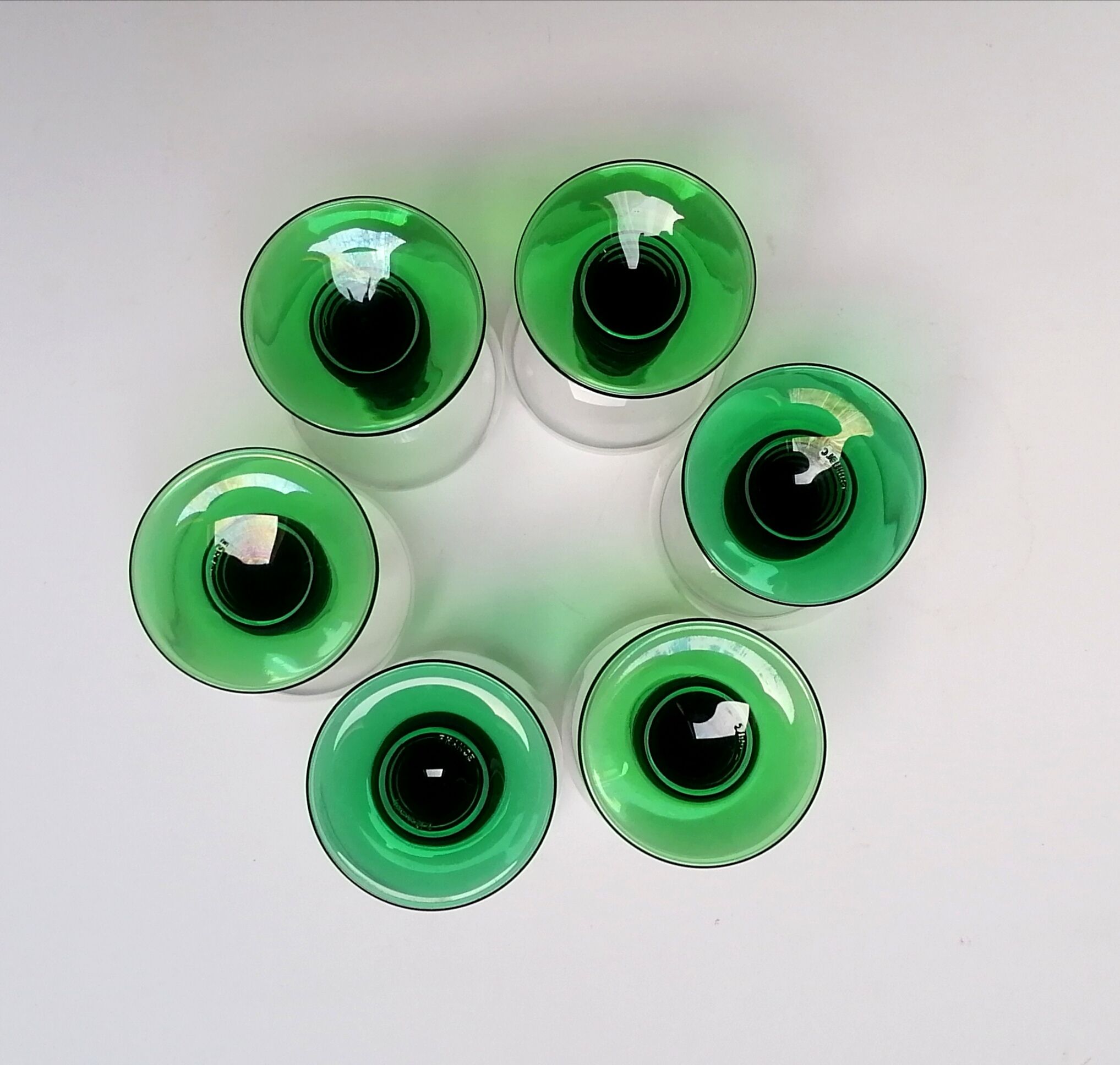 6 glasses Alsace wine pied torsade vert