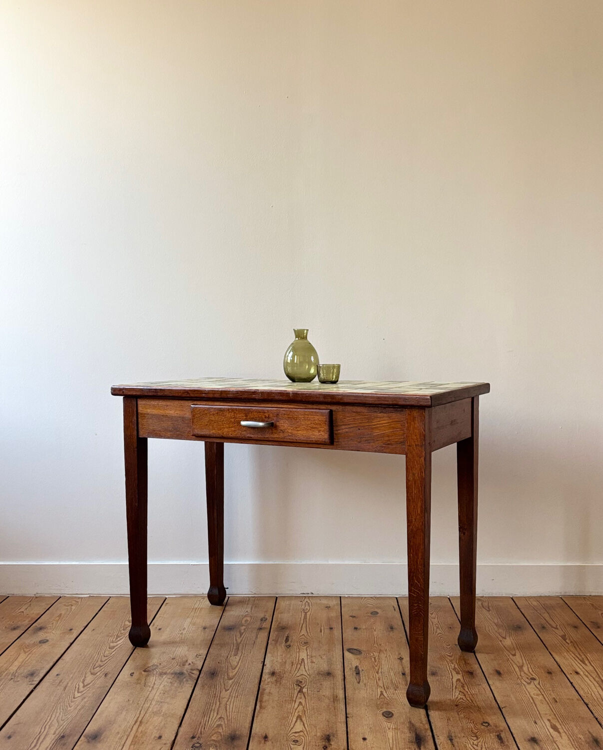 Vintage wood and ceramic table