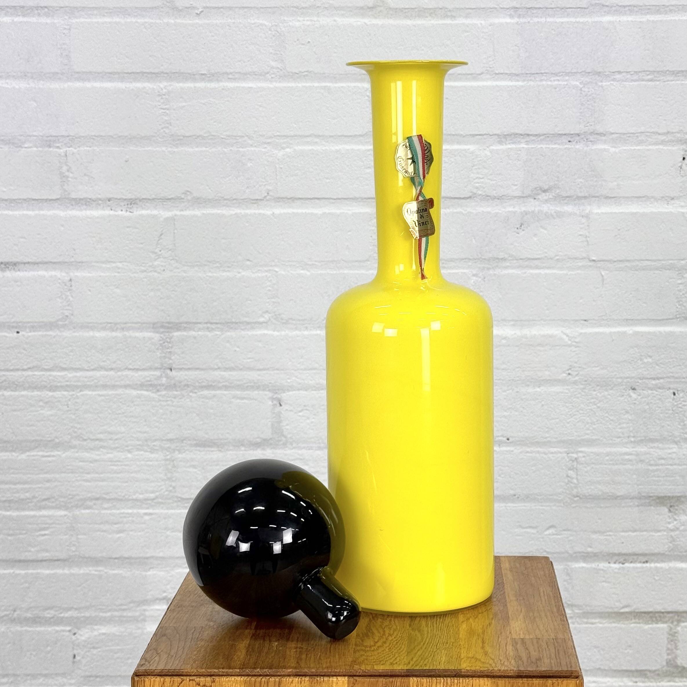 Yellow Italian carafe Opaline by Vinci