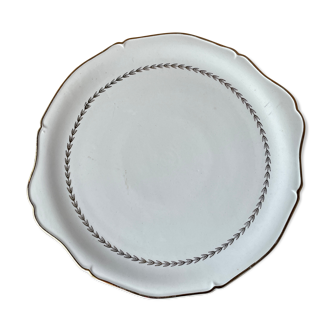 Pie dish white and golden gien quimper