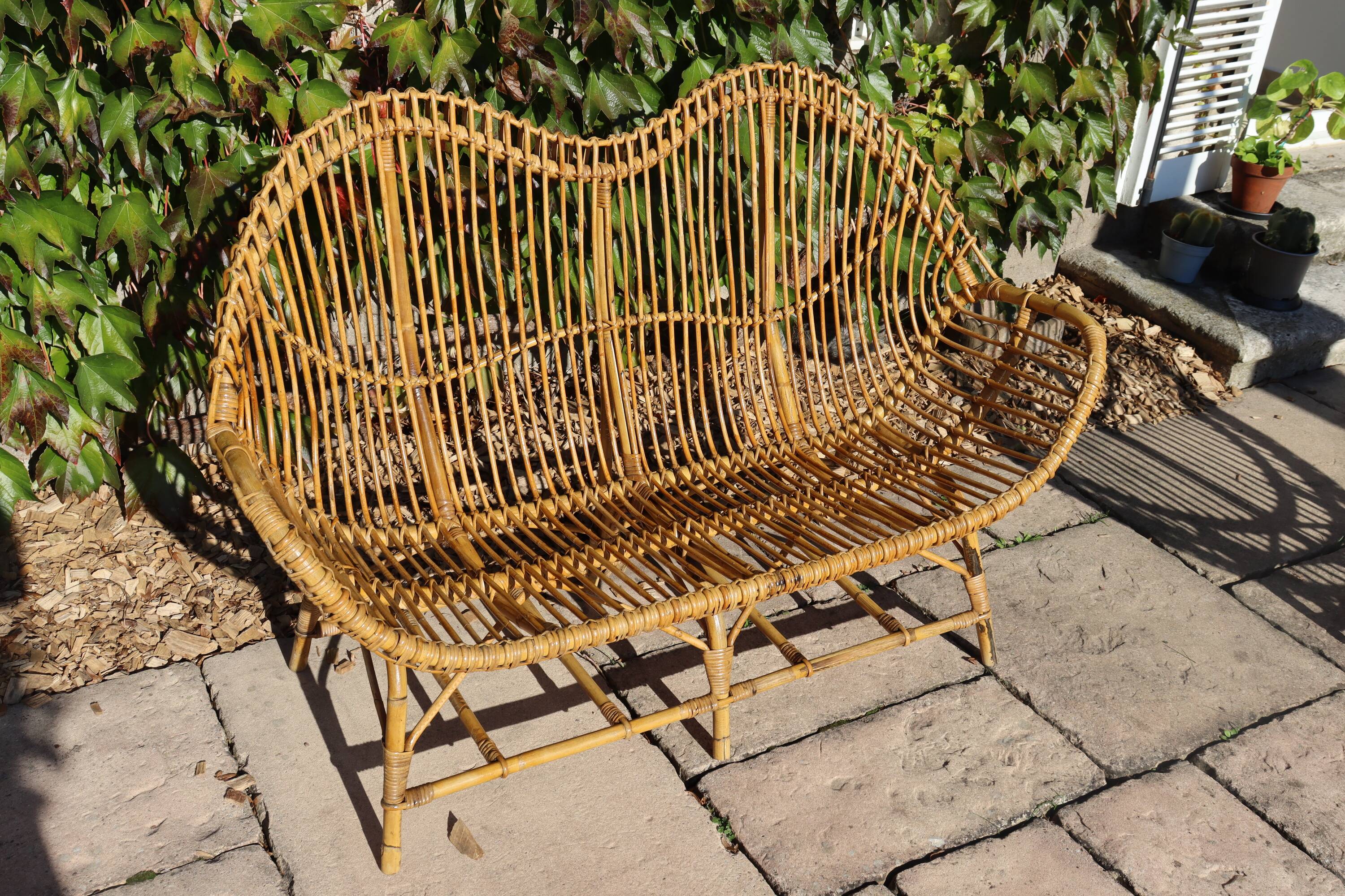 rattan and bamboo lounge set, Italy, 1960s, attributed to Franco Albini