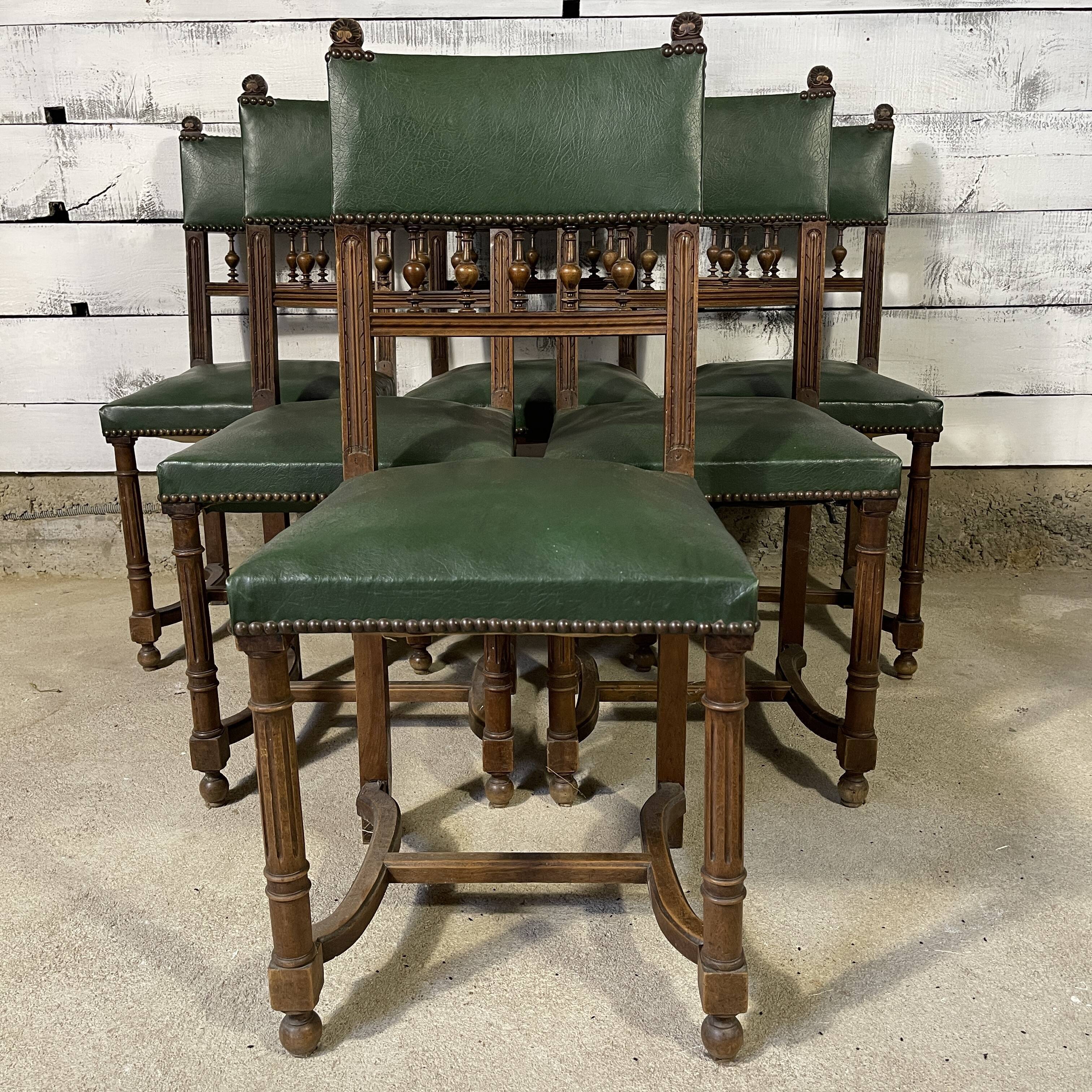 Series of 6 antique chairs