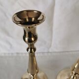3 Old candle holders in solid golden brass