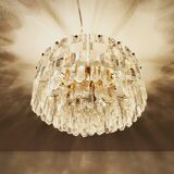 Gilded ice glass ceiling chandelier by J.T. Kalmar