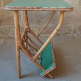 Rattan side table, magazine rack