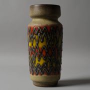 Vase fat lava VEB Haldensleben, zigzag, Allemagne de l'Est, années 1960