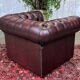 90s red leather Chesterfield armchair