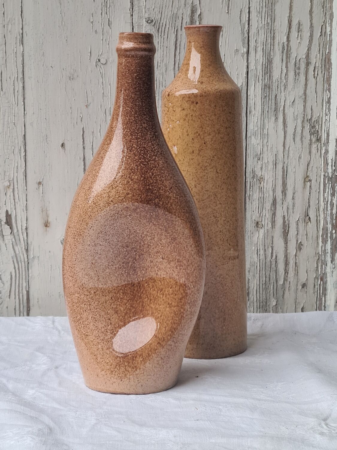 Two bottles glazed terracotta sculpture