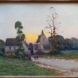 Tableau "Paysage impressionniste" signé Glibert, pseudo Karl Kaufmann 1843-1905