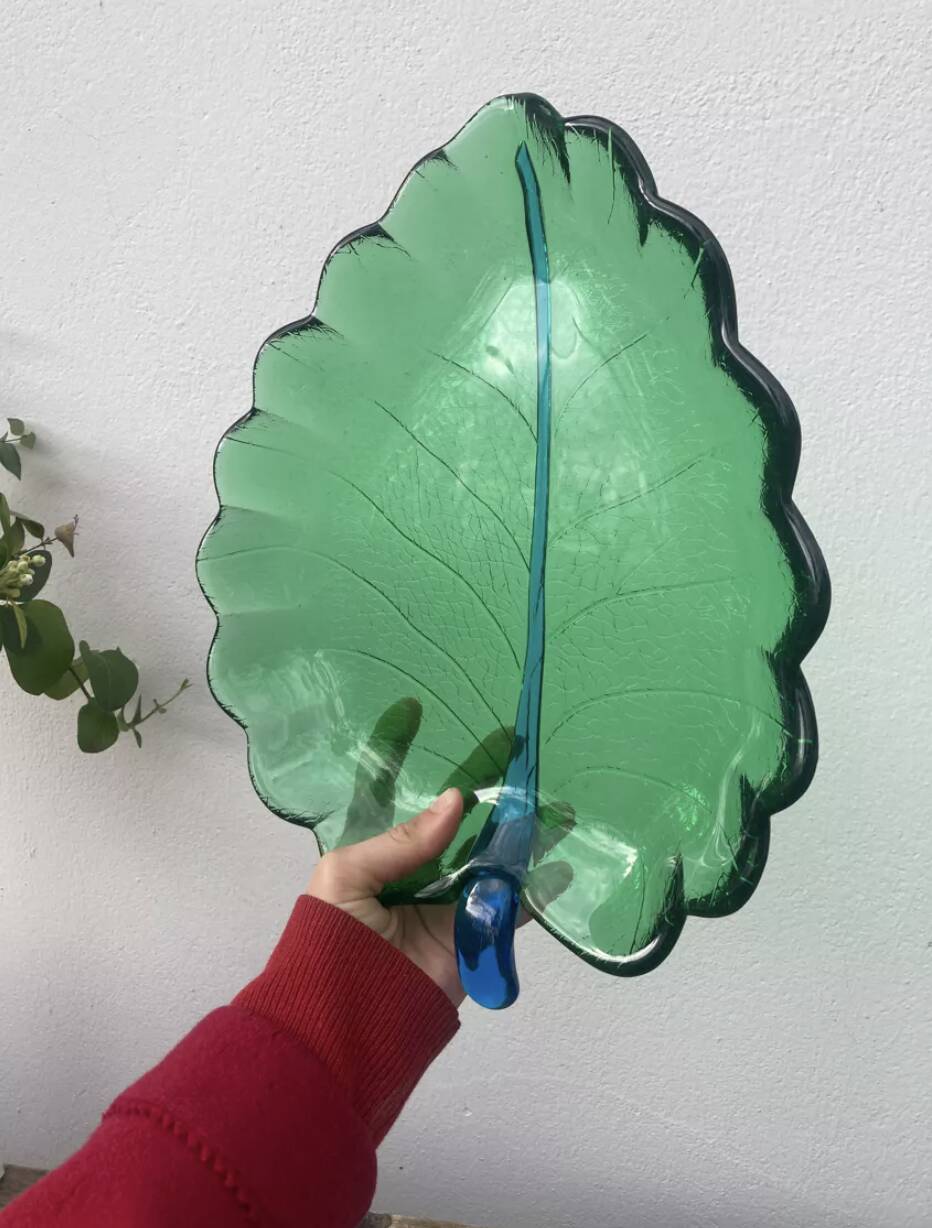 Murano leaf glass pocket tray