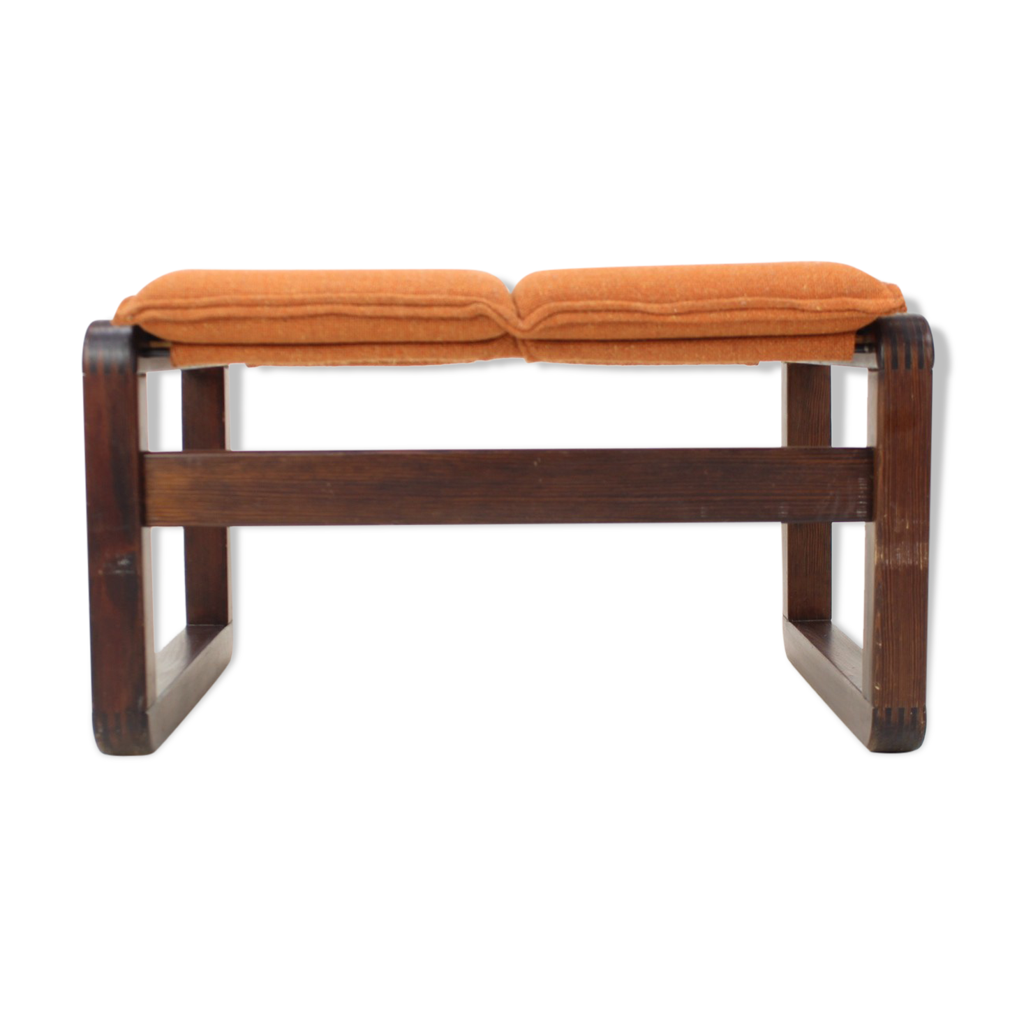 Tabouret en bois et tabouret en tissu des années 1970, Tchécoslovaquie