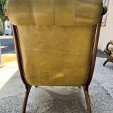 Victoria style green leather chesterfield armchair