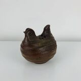 Vintage stoneware hen vase, flower pick