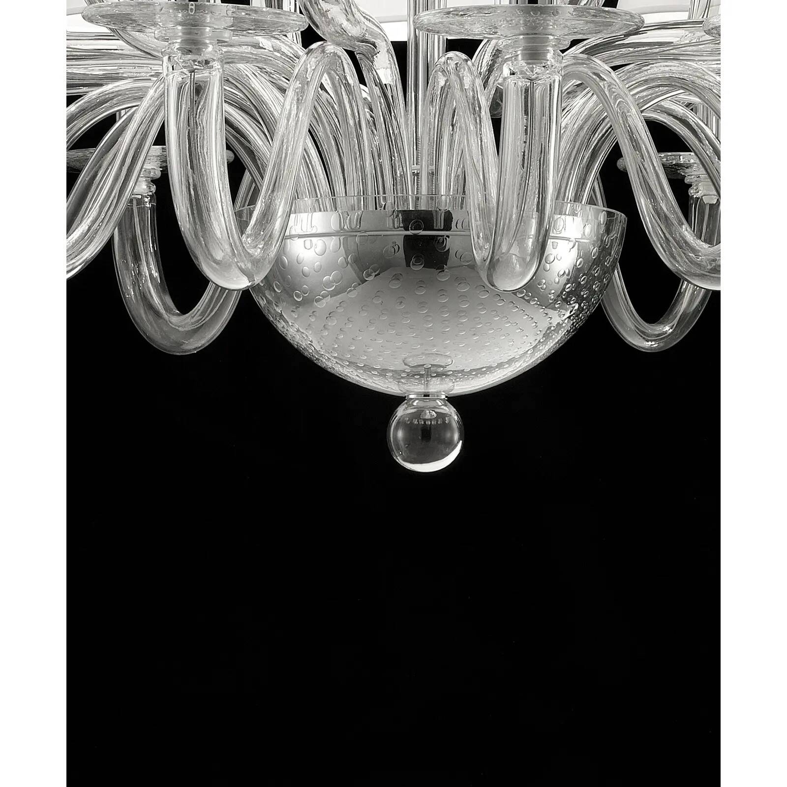 Monumental Modern Transparent Murano Glass Chandelier