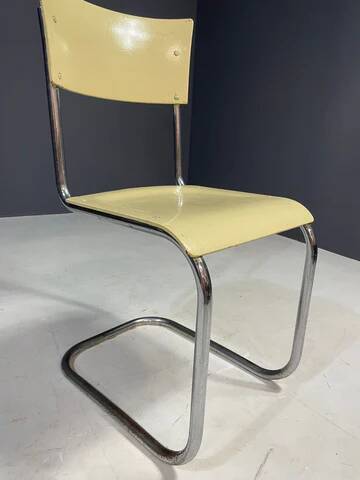 Ensemble de salle à manger chromé par Robert Slezák, années 1930, état d'origine avec patine
