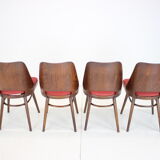 1960s Set of 4 Oswald Haerdtl Dining Chairs for Ton/Thonet, Czechoslovakia