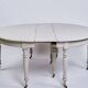 Round Dining Table - Gustavian Style - Gray Painted - Round Legs - Brass Wh