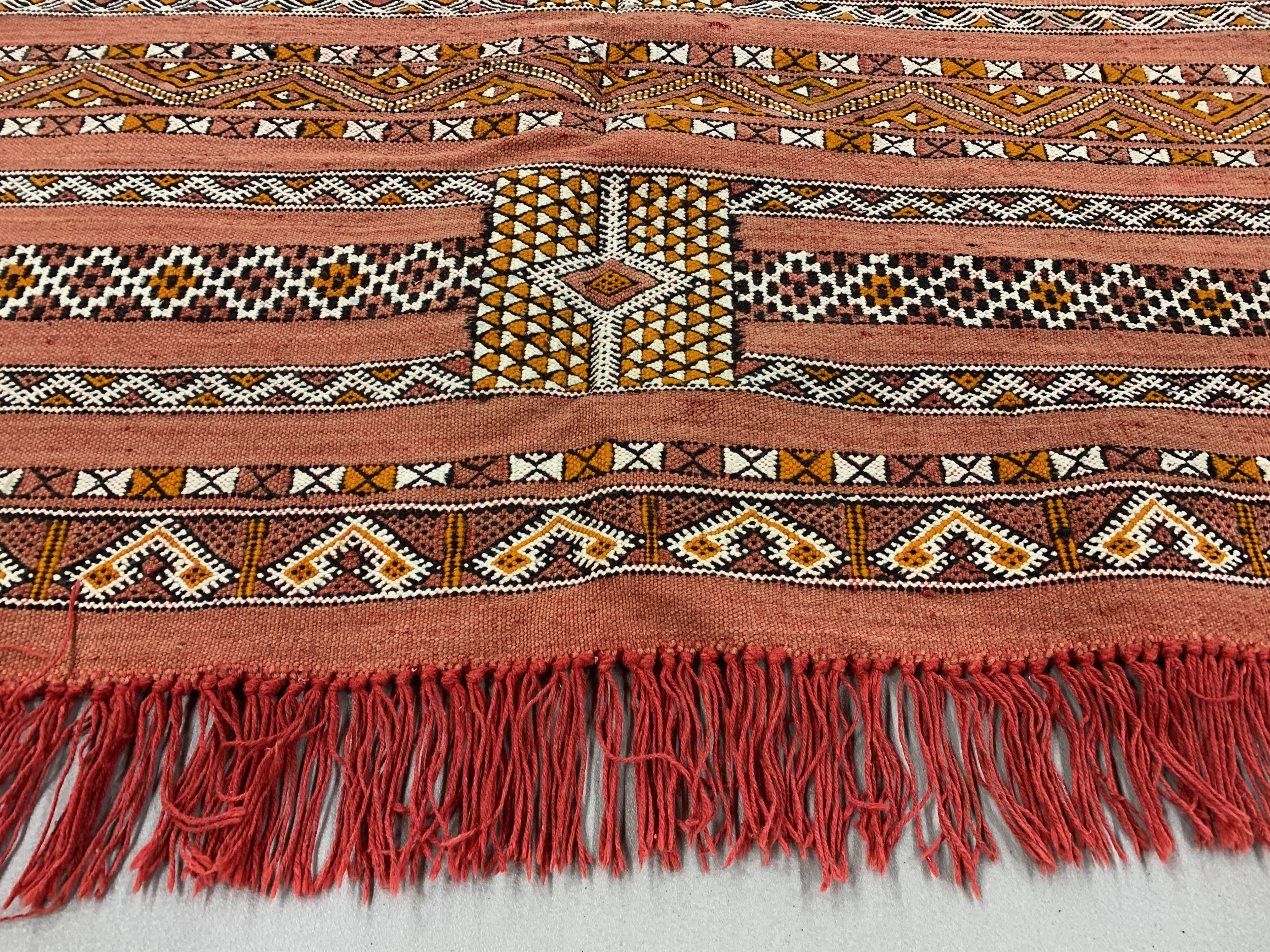 Vintage Moroccan Vegan Silk/Wool Berber Kilim 200x106 cm Kelim Rug