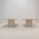 Set de 2 tables basses ou d’appoint en travertin italien, années 1980