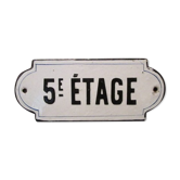 Plaque émaillée ancienne d'immeuble parisien" 5e étage"