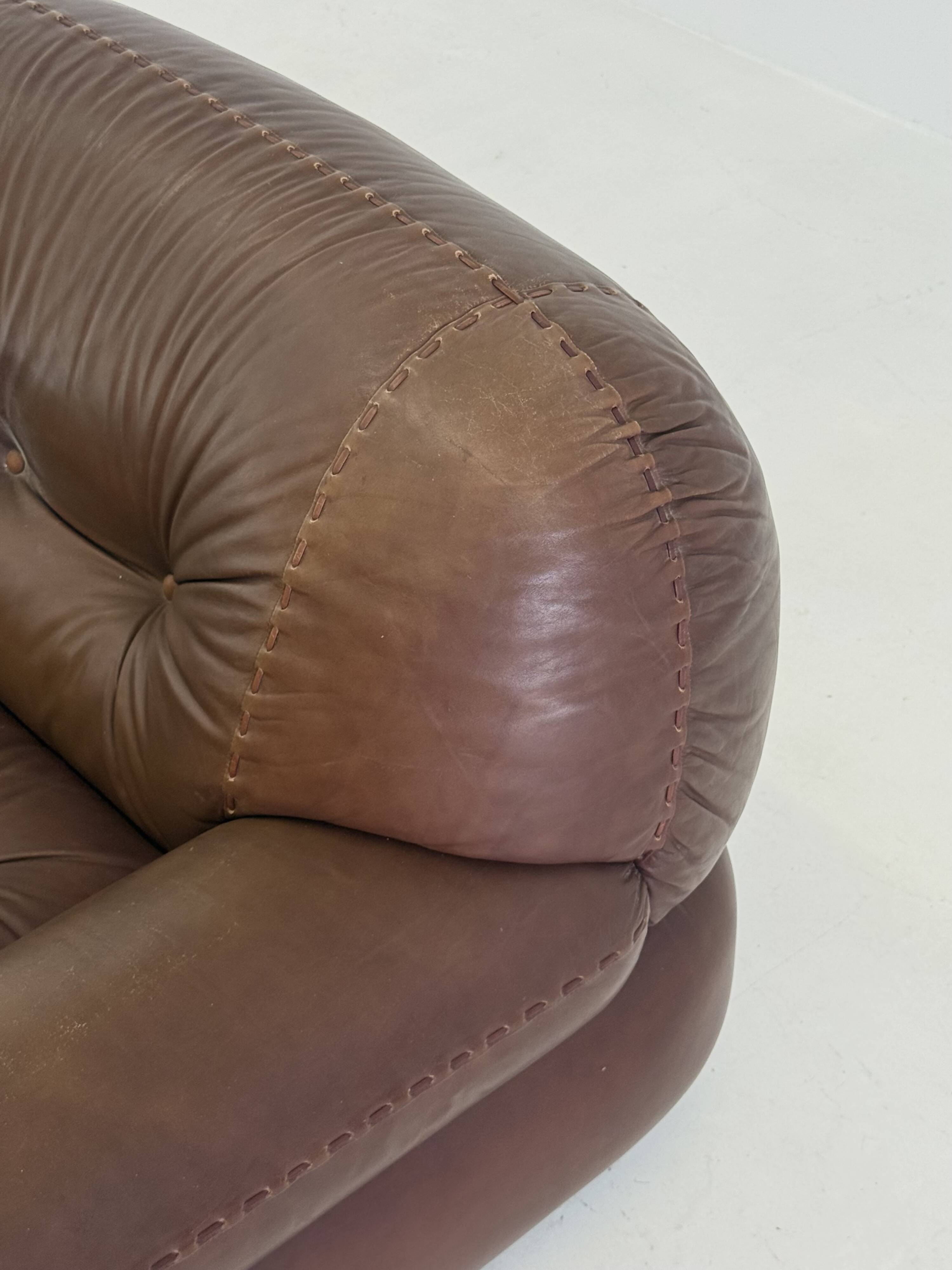 Dark brown leather Sapporo armchair for Mobil Girgi