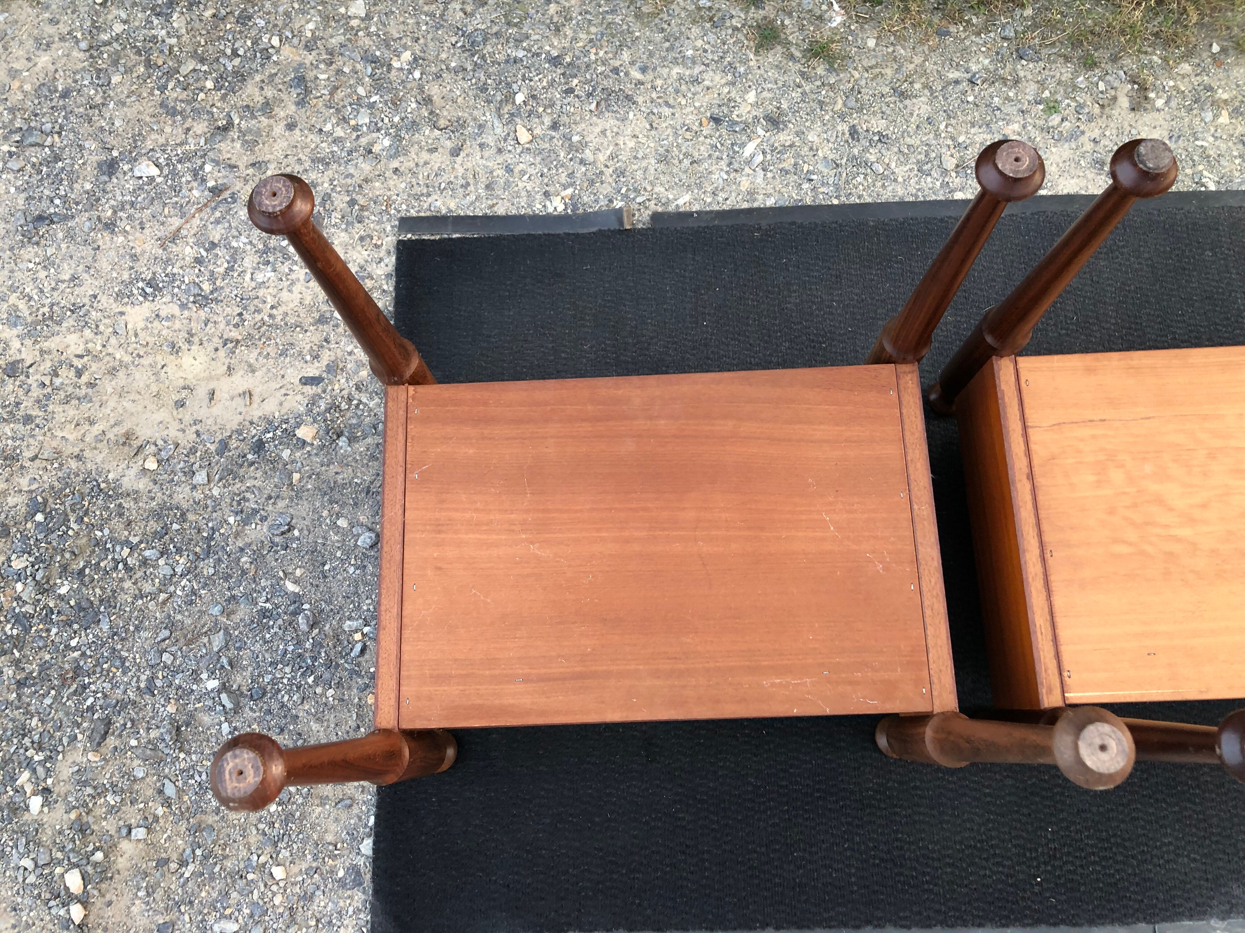 Duo of vintage Scandinavian teak bedside tables with 1 drawer.