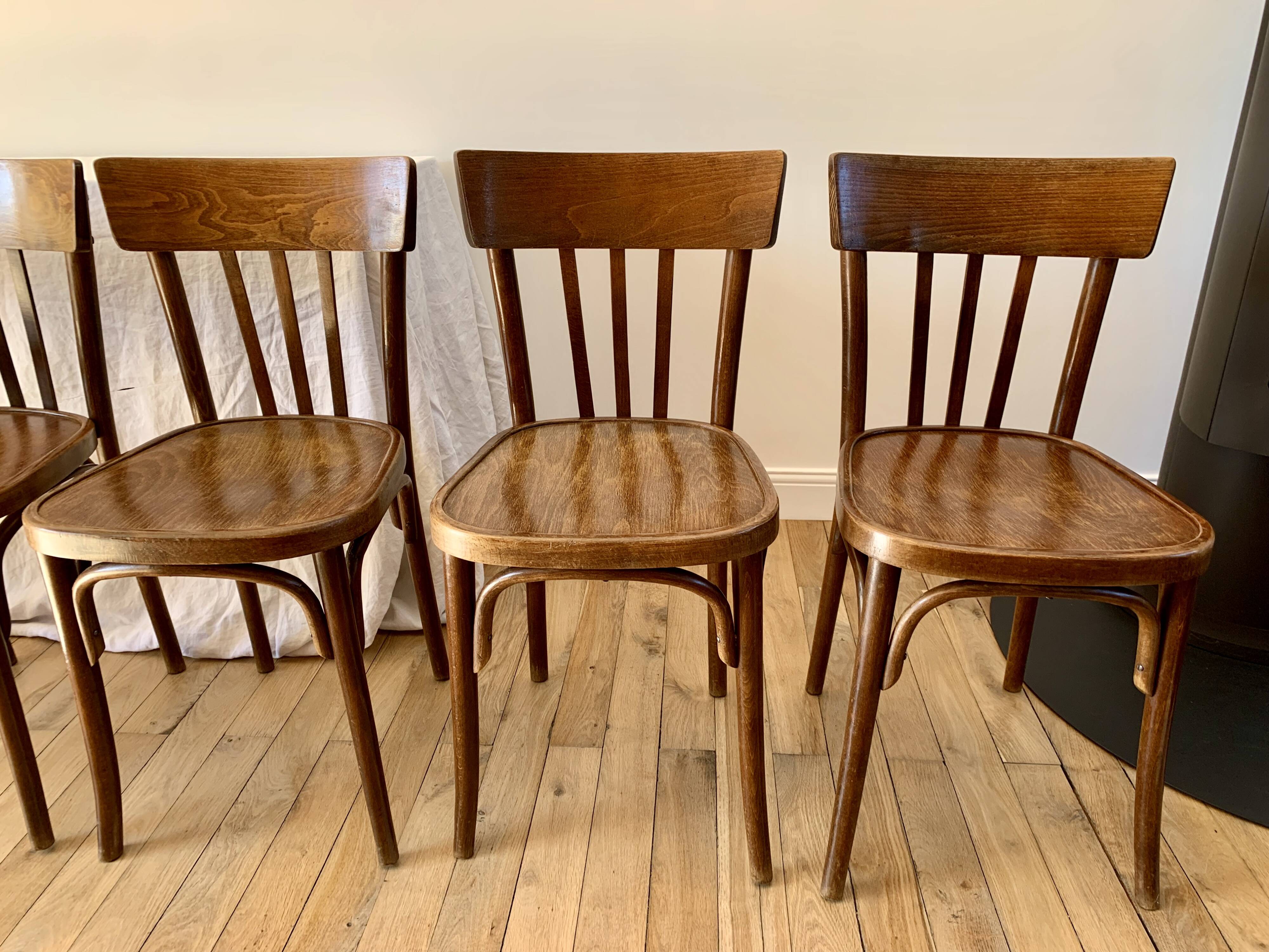 set of 6 bentwood bistro chairs from the 1950s
