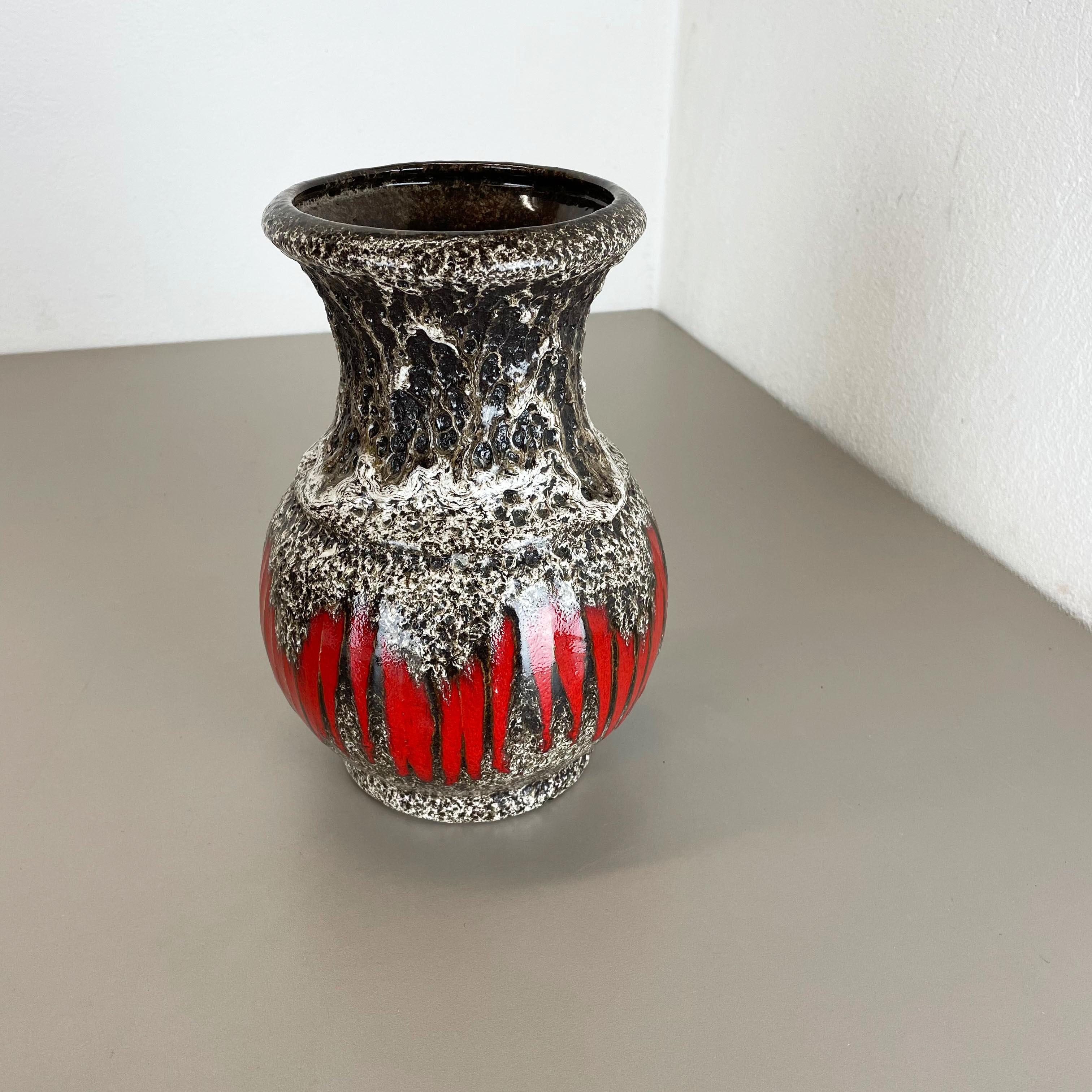 Zig Zag Pottery Fat Lava Vase Made by Scheurich, Germany, 1970s