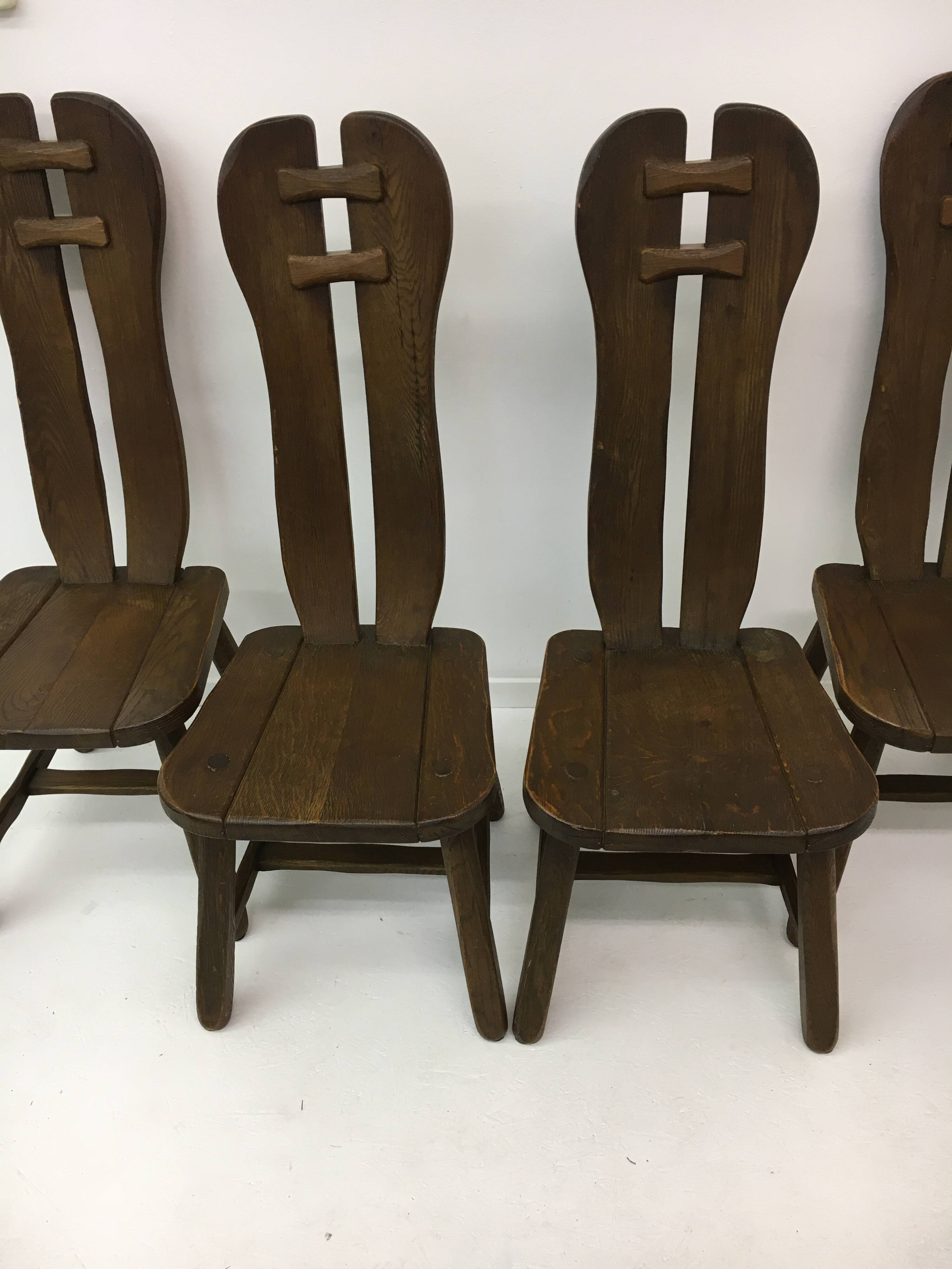Set of 4 Belgian Brutalist Dining Chairs from De Puydt, 1970’s
