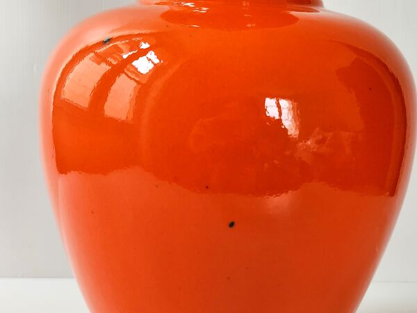 Pied de lampe vintage 1960 céramique orange