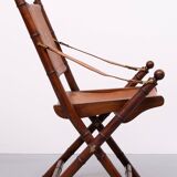 Campaign Cognac Leather Officers folding chair 1950s