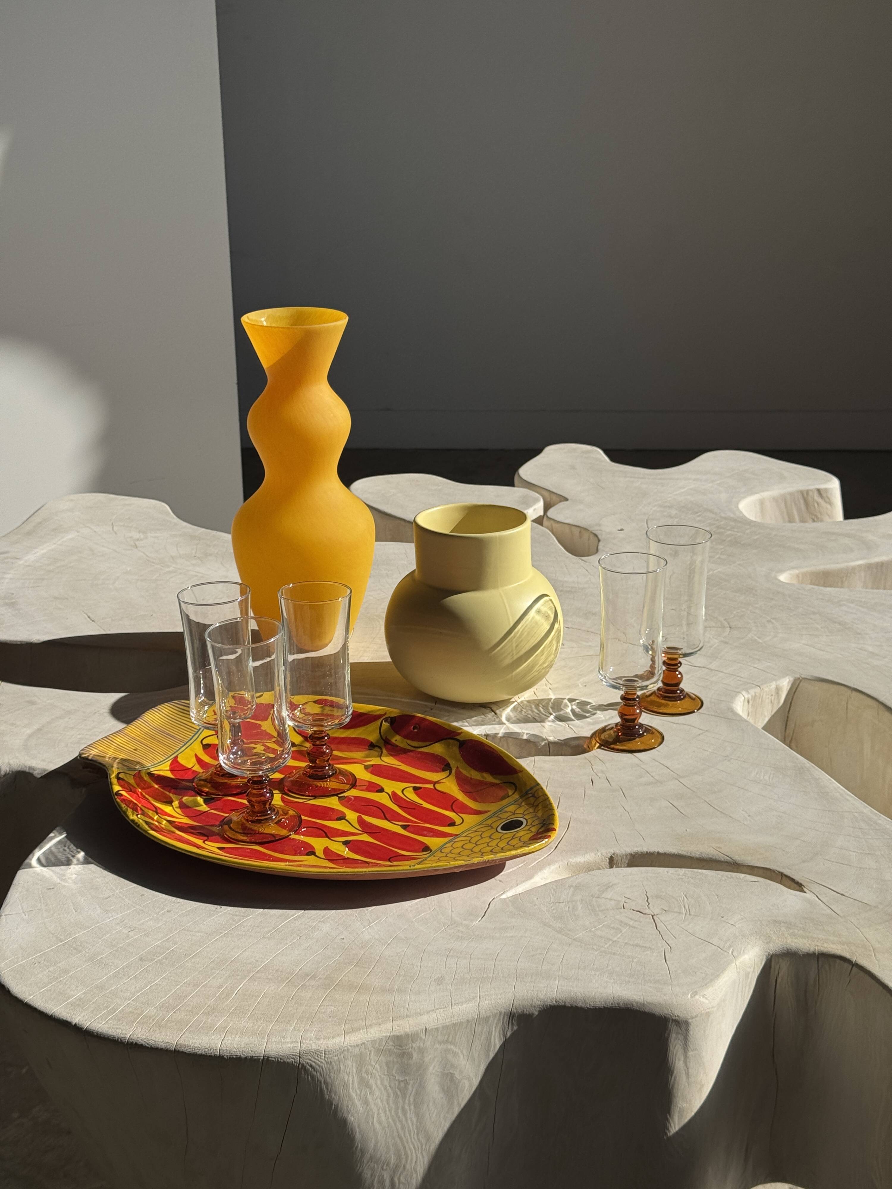 Small light yellow ball vase