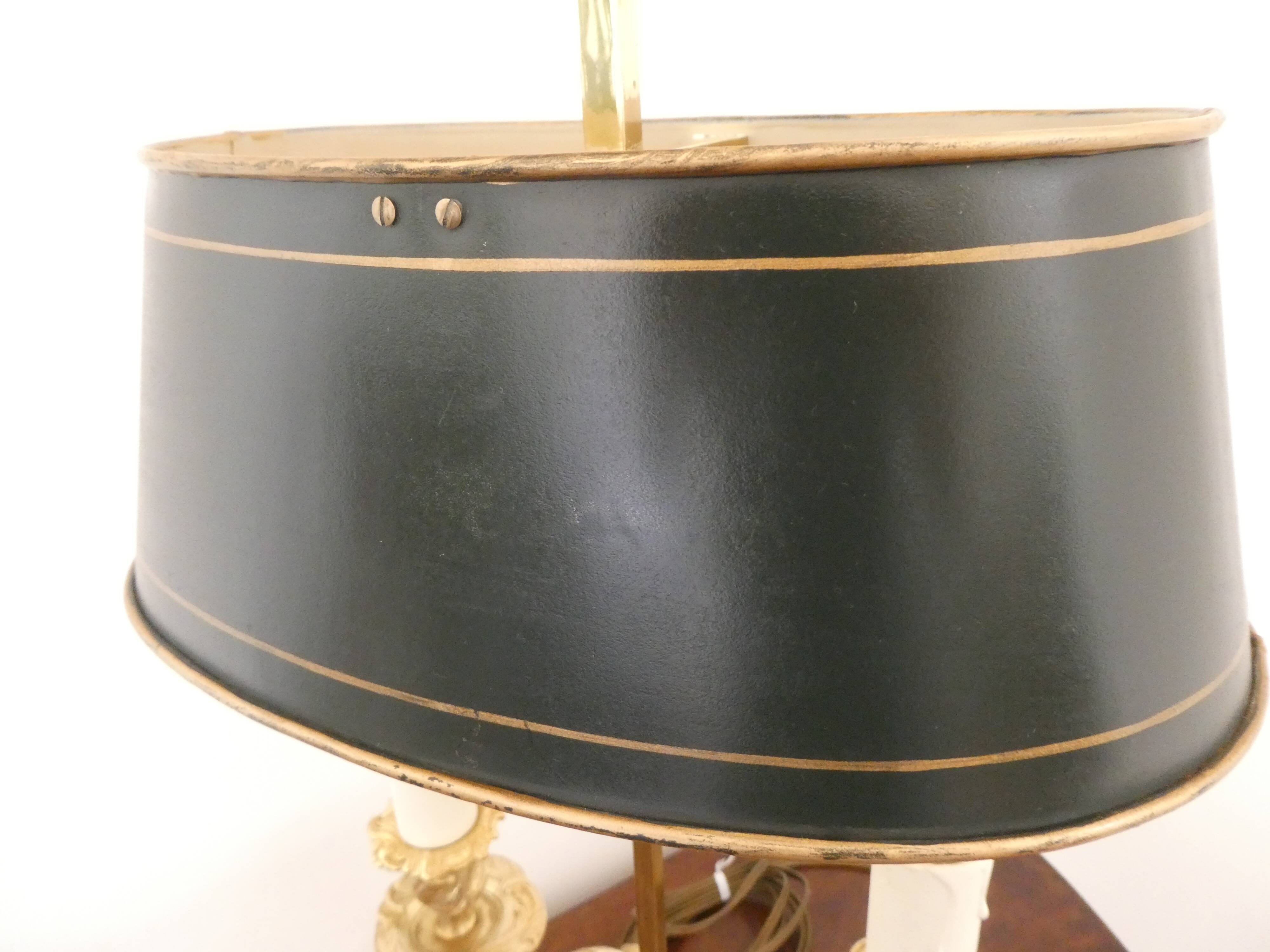 Louis XV Rococo style bouillotte lamp in gilt bronze with 2 light arms