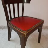 Chaise Baumann avec assise en cuir rouge