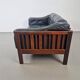 Mid-Century Modern Scandinavian Monte Carlo Sofa in Black Leather and Wood by Ingvar Stockum, 1965