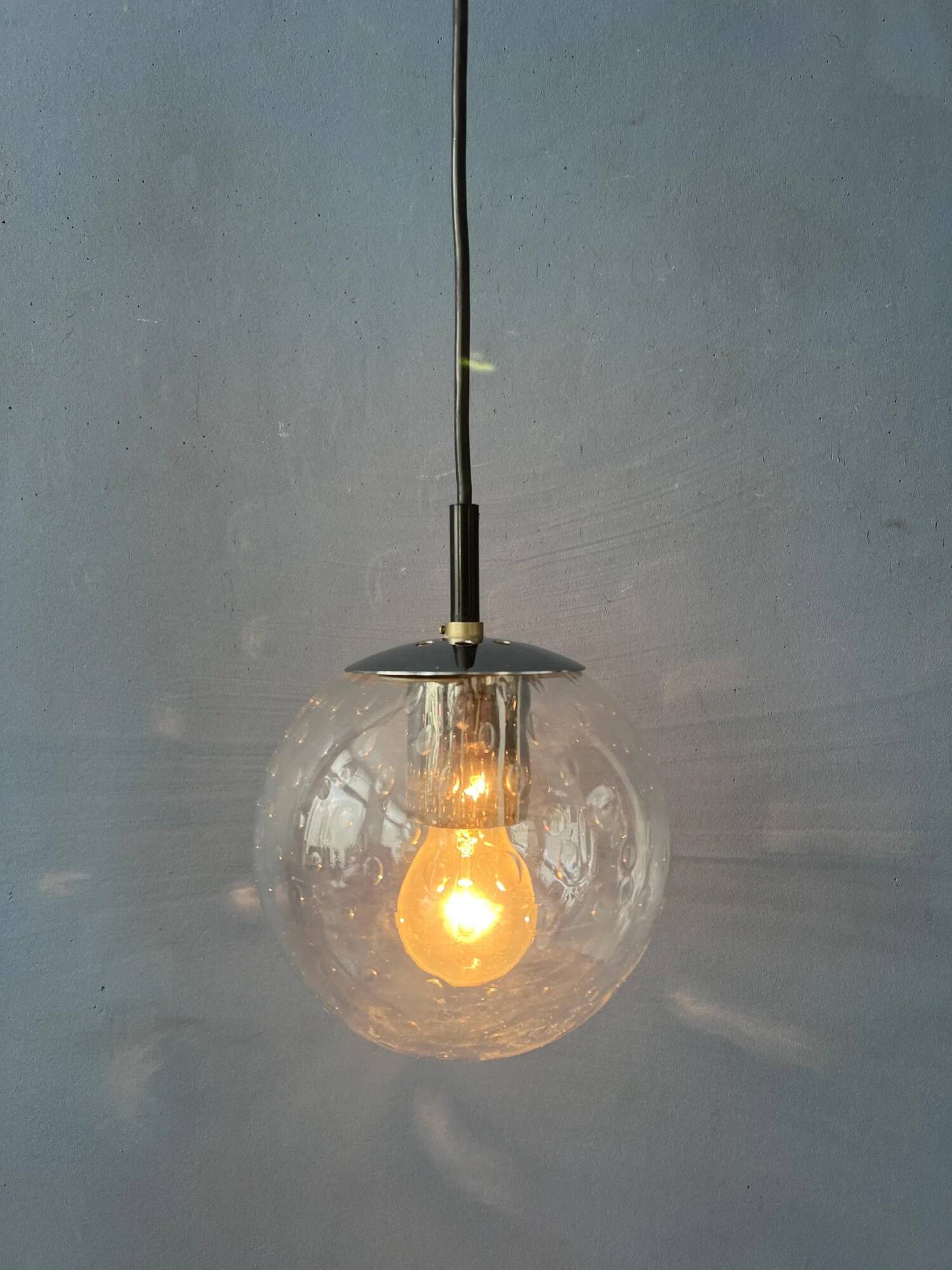 Vintage small Raak seeded glass hanging lamp
