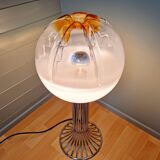 Mazzega floor lamp in chromed metal and milky glass globe, 1960s-70s