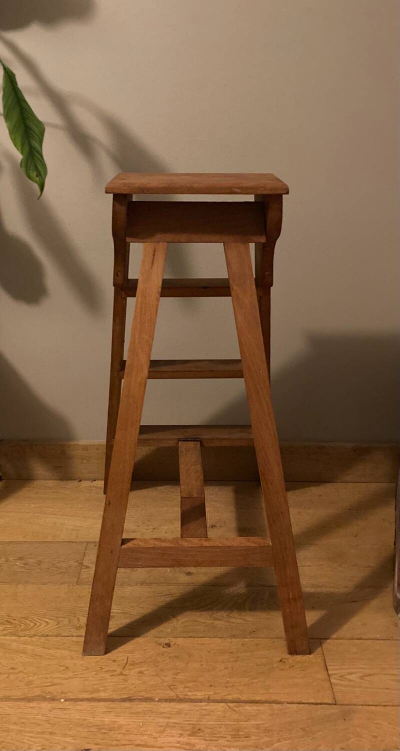Solid wood stepladder with 4 levels, 20th century, mortise-tenon mountings
