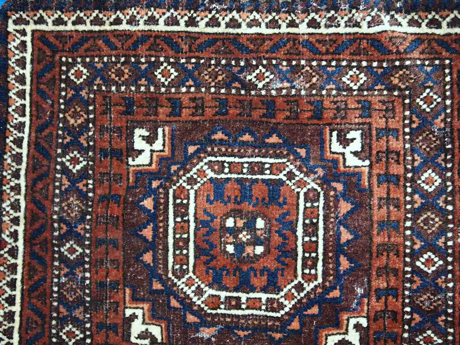Ancient Afghan Baluch handmade carpet 44cm x 45cm 1900s, 1C384