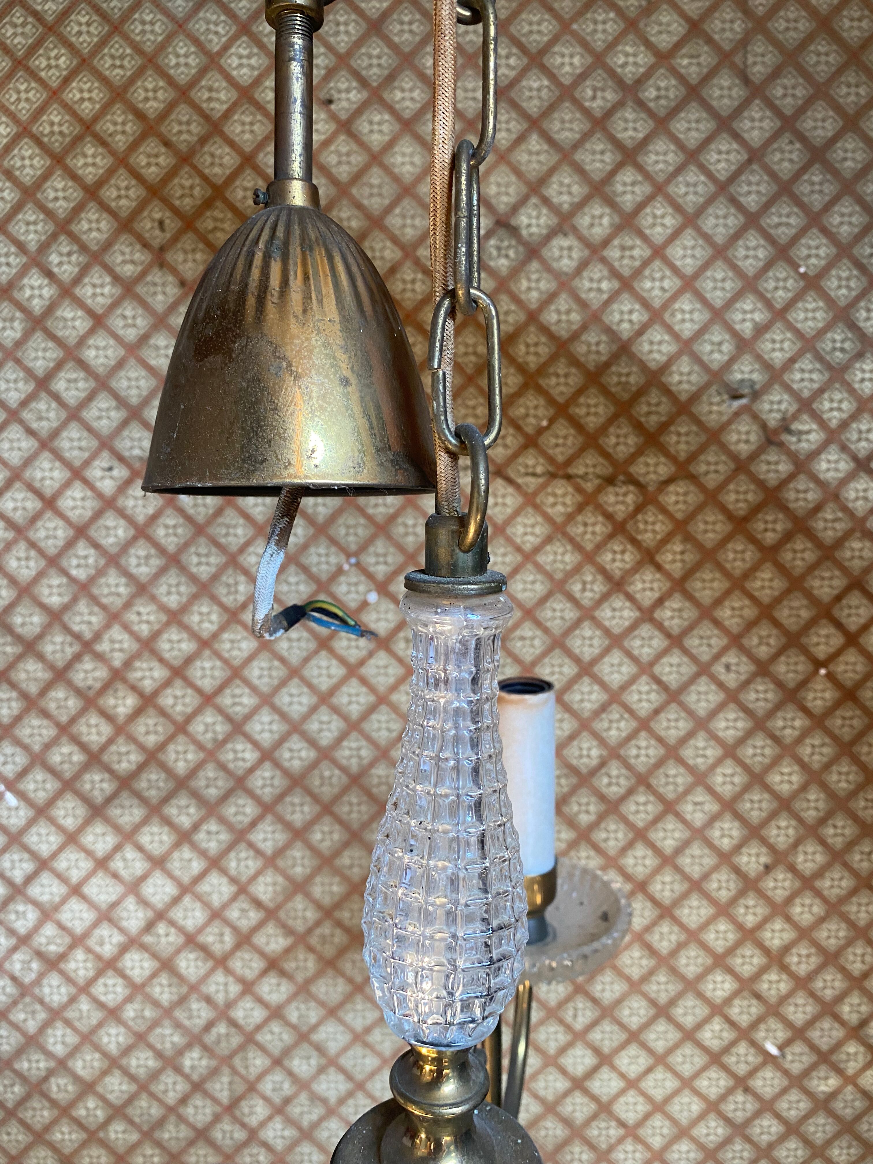 Glass and brass chandelier