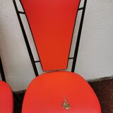 series of 6 Vintage red chairs design COLETTE GUEDEN 60s