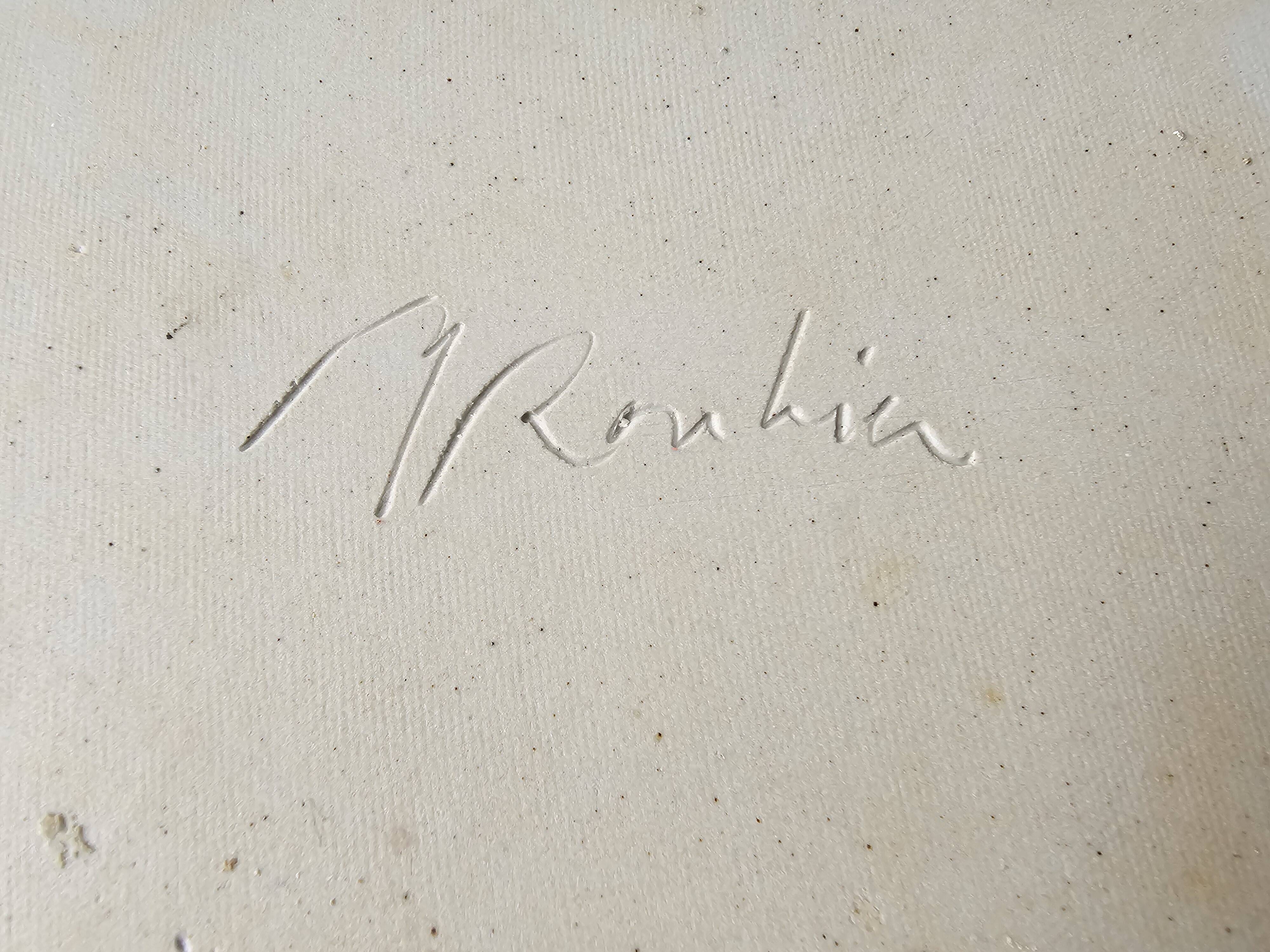 Glazed ceramic pocket emptier signed Rouhier