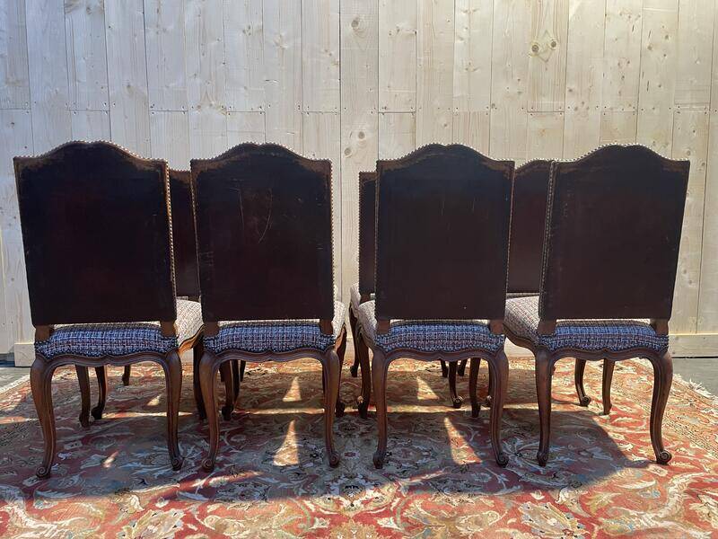 Set of 8 Louis XV style walnut chairs