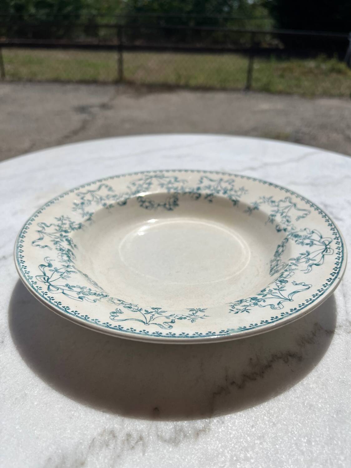 Vintage earthenware soup plate Sarreguemines iron earth Mozart