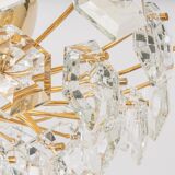 Ceiling light, brass and crystal glass by Kinkeldey, Germany, 1970s.
