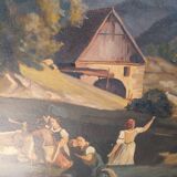 Peinture à l'huile sur toile allemande du XIXe siècle, encadrée.