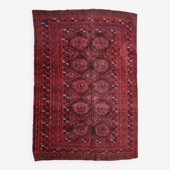 Vintage Uzbek handmade Bukhara rug, 4.5' x 5.10' (137cm x 181cm), 1960s